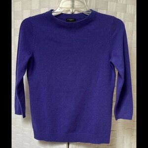 Talbots PURE Cashmere *Mended* Purple 3/4 Sleeve Sweater Size P